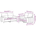 vidaXL Ensemble de 2 Canapés en Tissu avec Coussins, Chaise Longue Confortable, Cadre en Métal et Contreplaqué, Polyester Gris Foncé, pour Salon ou Coin Détente