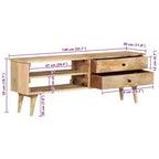 vidaXL Meuble TV en bois de manguier massif - Meuble TV de style rustique/ferme avec tiroirs et compartiments - Meuble TV marron 140x30x50 cm