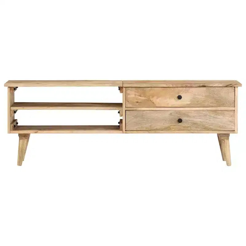 vidaXL Meuble TV en bois de manguier massif - Meuble TV de style rustique/ferme avec tiroirs et compartiments - Meuble TV marron 140x30x50 cm
