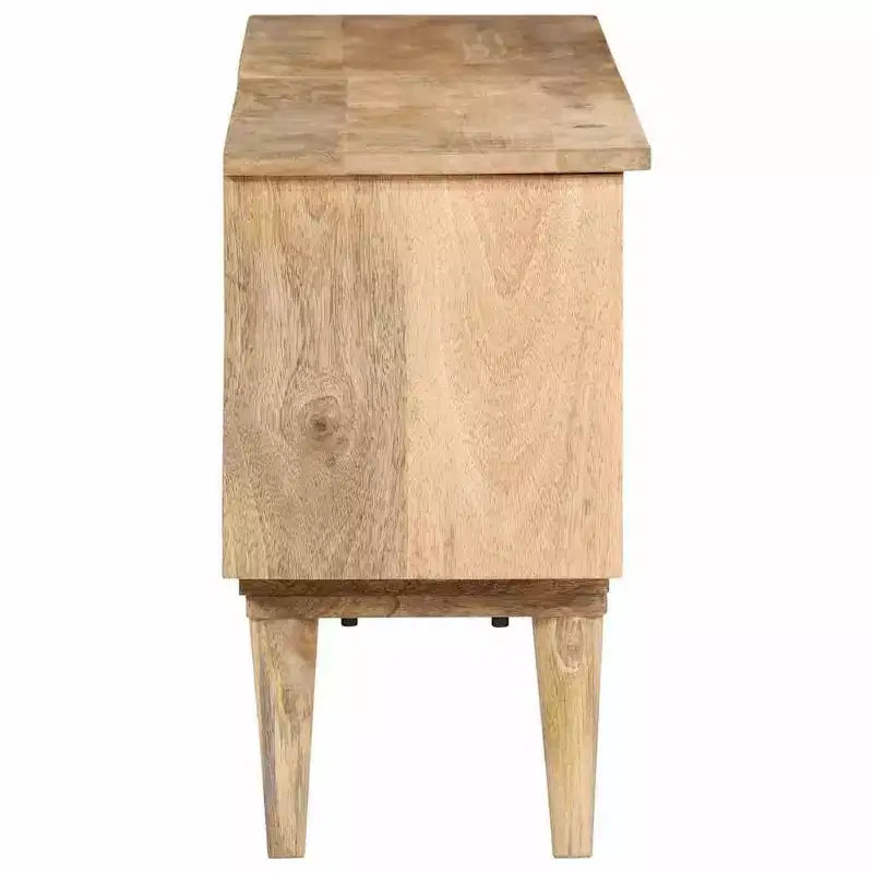 vidaXL Meuble TV en bois de manguier massif - Meuble TV de style rustique/ferme avec tiroirs et compartiments - Meuble TV marron 140x30x50 cm