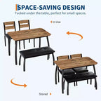 Table de salle à manger 4 pièces, avec 2 chaises et un banc rembourré en PU