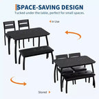 Table de salle à manger 4 pièces, avec 2 chaises et un banc rembourré en PU