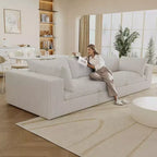 118.2 Canapé en Velours Côtelé Bleu Profond Canapé Nuage pour Salon Design Double Couche Coussin Amovible Aucun Assemblage