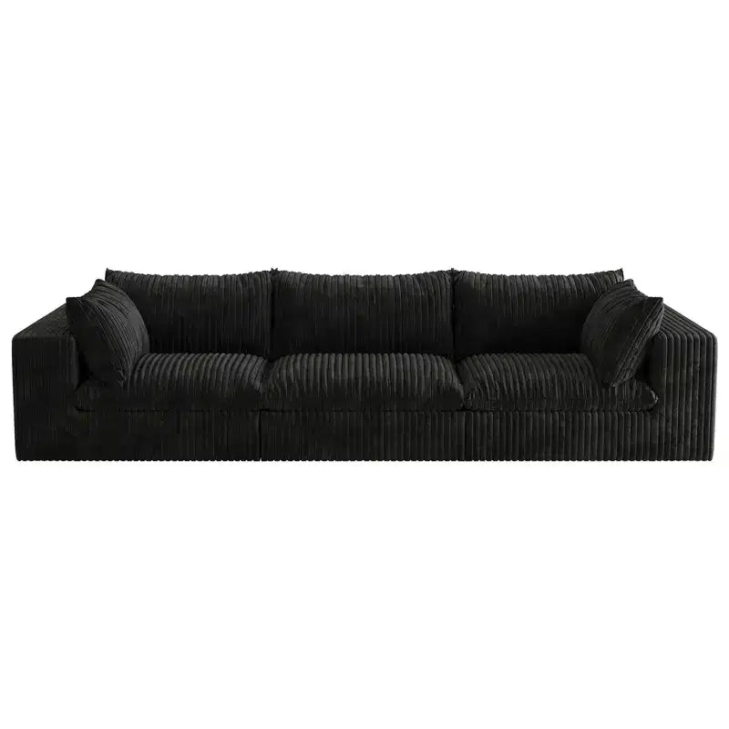 118.2 Canapé en Velours Côtelé Bleu Profond Canapé Nuage pour Salon Design Double Couche Coussin Amovible Aucun Assemblage