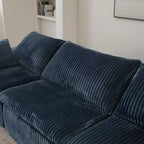 118.2 Canapé en Velours Côtelé Bleu Profond Canapé Nuage pour Salon Design Double Couche Coussin Amovible Aucun Assemblage