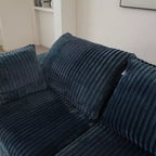 118.2 Canapé en Velours Côtelé Bleu Profond Canapé Nuage pour Salon Design Double Couche Coussin Amovible Aucun Assemblage