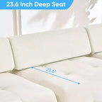 Mjkone Canapé d'angle en velours, canapé modulaire 4 places avec pouf, canapé convertible avec bordure cloutée