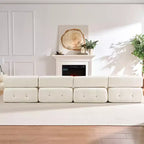 Mjkone Canapé d'angle en velours, canapé modulaire 4 places avec pouf, canapé convertible avec bordure cloutée