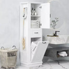 Armoire haute Whisen avec compartiment basculant et étagères réglables