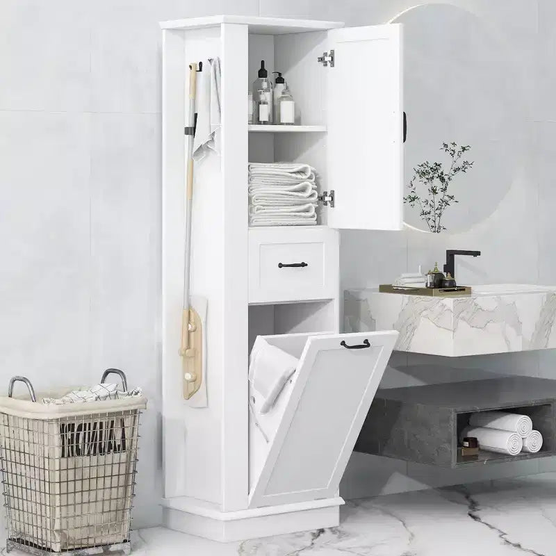 Armoire haute Whisen avec compartiment basculant et étagères réglables