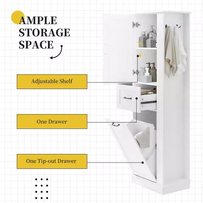 Armoire haute Whisen avec compartiment basculant et étagères réglables