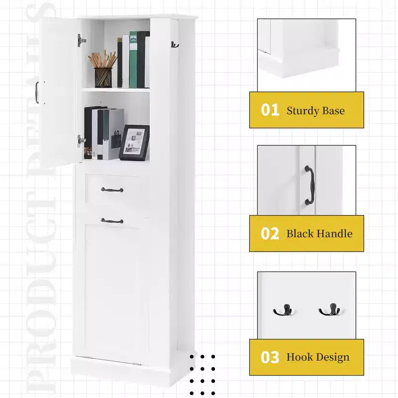 Armoire haute Whisen avec compartiment basculant et étagères réglables
