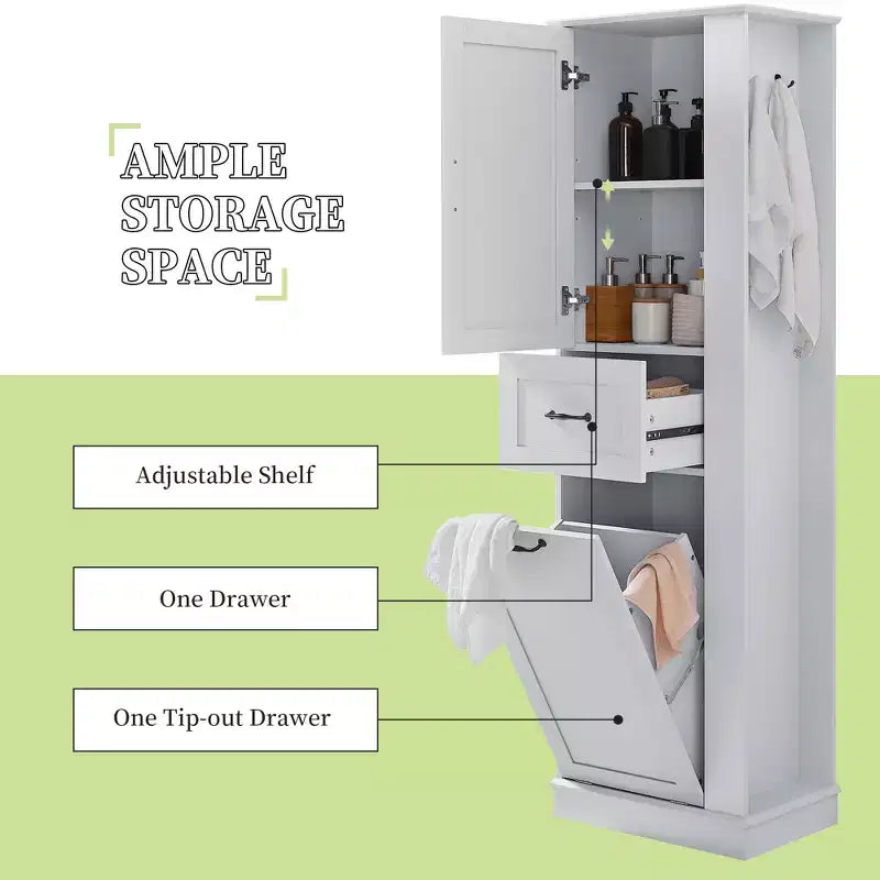 Armoire haute Whisen avec compartiment basculant et étagères réglables