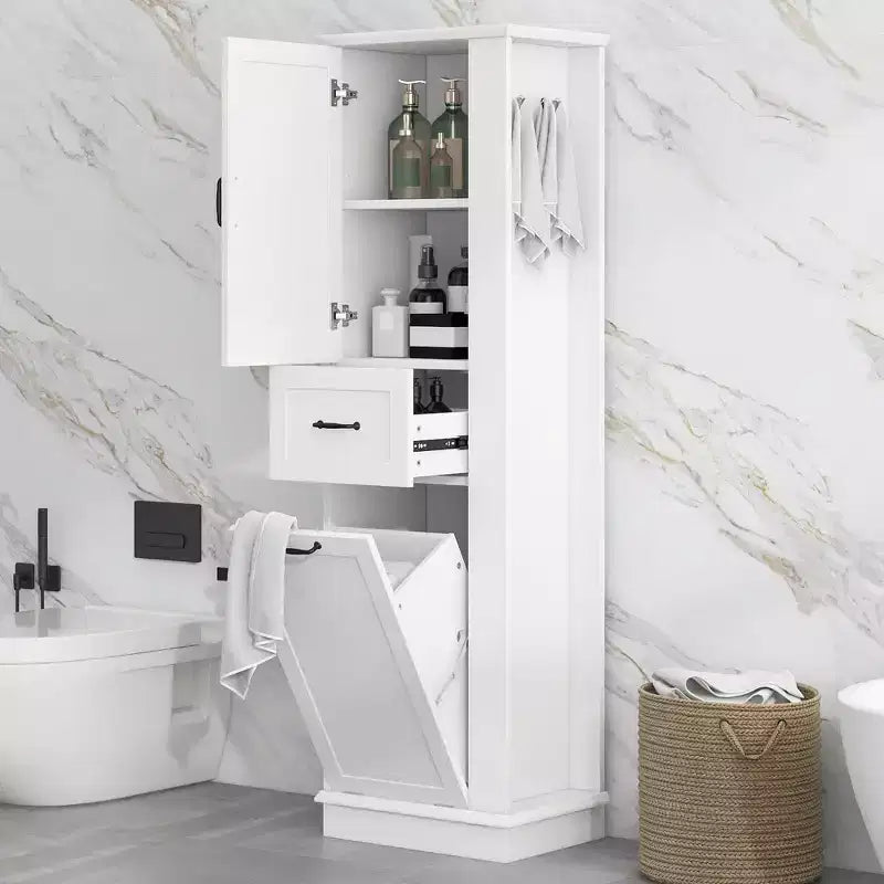 Armoire haute Whisen avec compartiment basculant et étagères réglables
