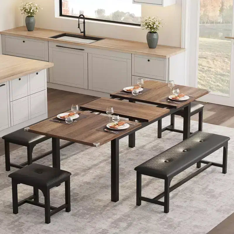 63 Ensemble table à manger extensible, idéal pour les petits espaces, places pour 6-8 personnes