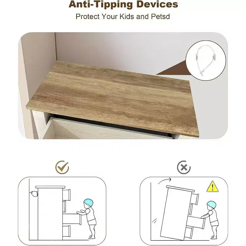 Acekool Commode à 5 tiroirs, armoire haute de style fermier avec poignées en métal, organiseur moderne en bois pour chambre, salon, entrée