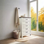 Acekool Commode à 5 tiroirs, armoire haute de style fermier avec poignées en métal, organiseur moderne en bois pour chambre, salon, entrée
