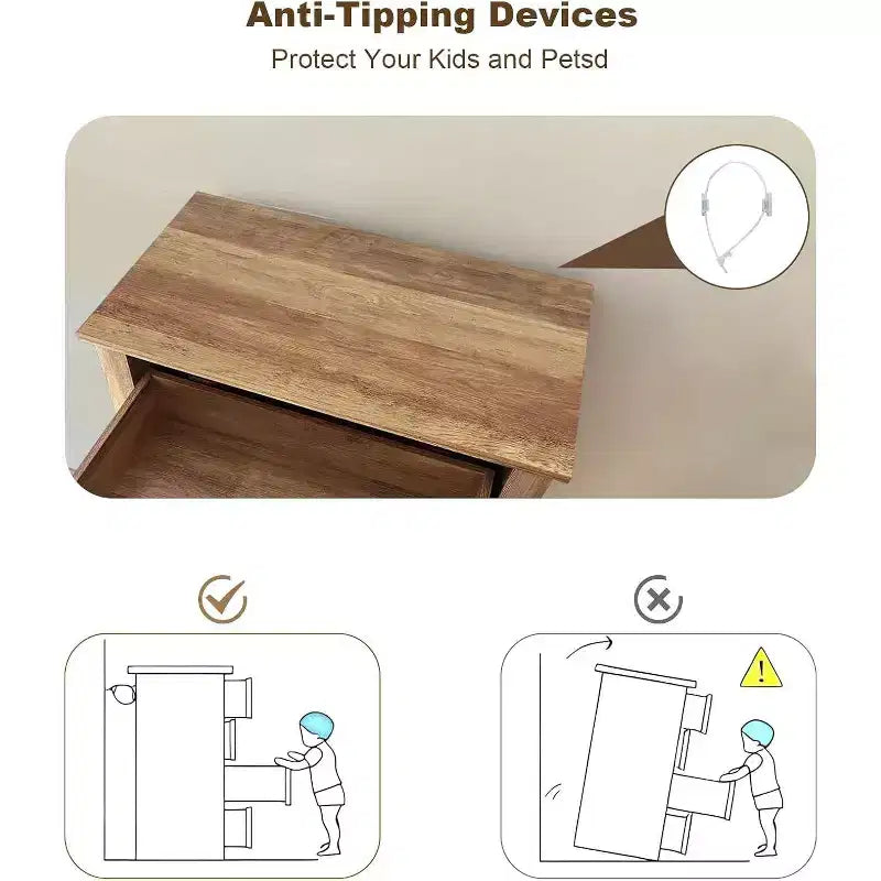 Acekool Commode à 5 tiroirs, armoire haute de style fermier avec poignées en métal, organiseur moderne en bois pour chambre, salon, entrée