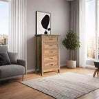 Acekool Commode à 5 tiroirs, armoire haute de style fermier avec poignées en métal, organiseur moderne en bois pour chambre, salon, entrée
