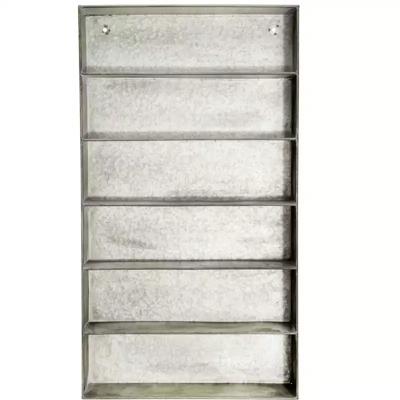 Storied Home Distressed Grey Metal 6 Tier Wall Shelf