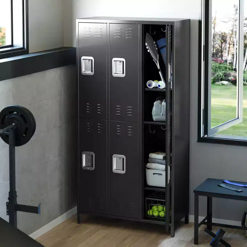 Casier de rangement pour employés à 6 portes, casier de rangement en métal à combinaison, armoire à outils en acier verrouillable avec aérations pour salle de sport, maison, bureau, école, garage