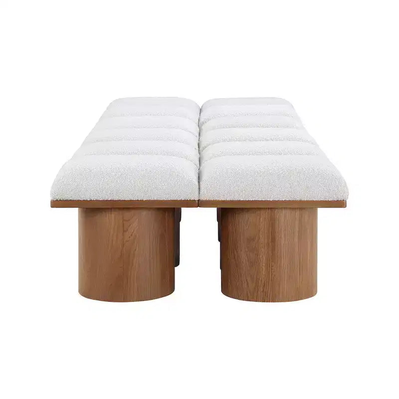 Meridian Furniture, Banc en Tissu Bouclé Crème Pavilion