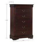 Commode de chevet Okak Contemporary à 5 tiroirs en bois massif, Rangement de chambre avec élégante quincaillerie en laiton, Assemblage simple
