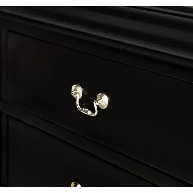 Commode de chevet Okak Contemporary à 5 tiroirs en bois massif, Rangement de chambre avec élégante quincaillerie en laiton, Assemblage simple