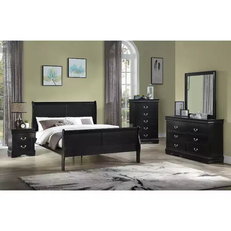 Commode de chevet Okak Contemporary à 5 tiroirs en bois massif, Rangement de chambre avec élégante quincaillerie en laiton, Assemblage simple