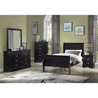 Commode de chevet Okak Contemporary à 5 tiroirs en bois massif, Rangement de chambre avec élégante quincaillerie en laiton, Assemblage simple