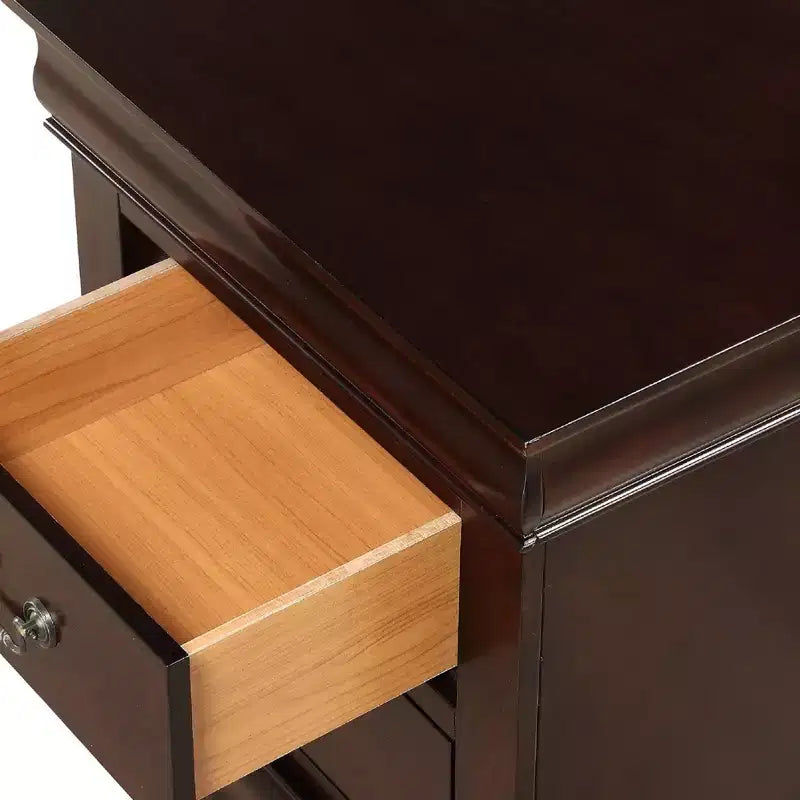 Commode de chevet Okak Contemporary à 5 tiroirs en bois massif, Rangement de chambre avec élégante quincaillerie en laiton, Assemblage simple