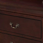 Commode de chevet Okak Contemporary à 5 tiroirs en bois massif, Rangement de chambre avec élégante quincaillerie en laiton, Assemblage simple