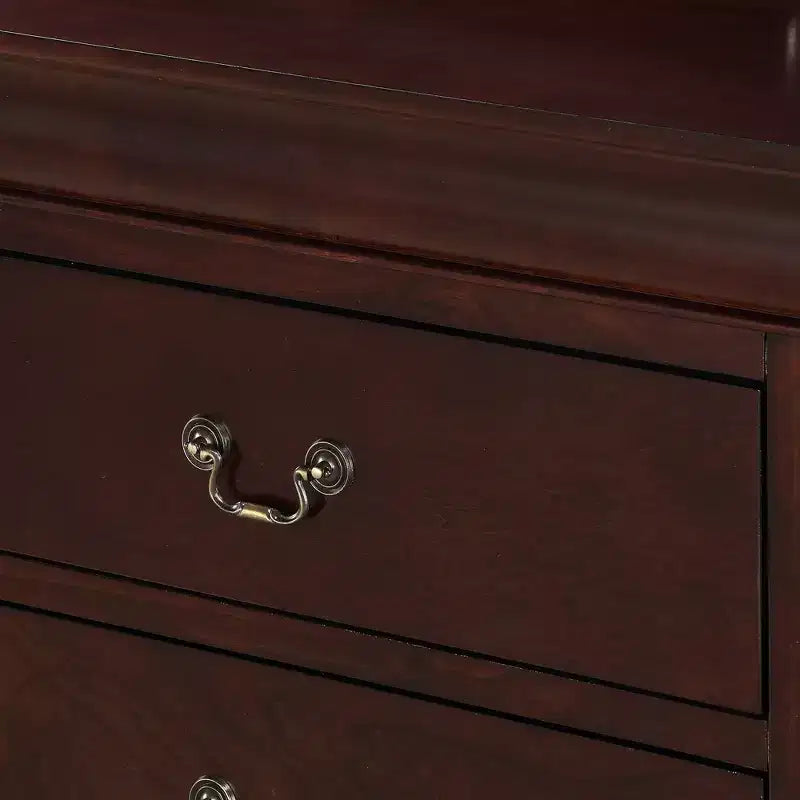 Commode de chevet Okak Contemporary à 5 tiroirs en bois massif, Rangement de chambre avec élégante quincaillerie en laiton, Assemblage simple