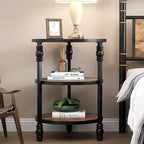 Petite table d'appoint, table basse ronde avec 3 étagères pour salon, chambre à coucher, table de chevet d'appoint avec cadre en acier pour petits espaces