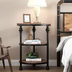 Petite table d'appoint, table basse ronde avec 3 étagères pour salon, chambre à coucher, table de chevet d'appoint avec cadre en acier pour petits espaces