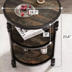 Petite table d'appoint, table basse ronde avec 3 étagères pour salon, chambre à coucher, table de chevet d'appoint avec cadre en acier pour petits espaces