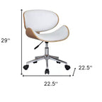 Chaise de bureau pivotante à roulettes réglable en hauteur HomeRoots marron, blanc et argent