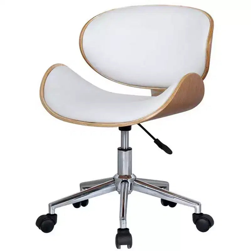Chaise de bureau pivotante à roulettes réglable en hauteur HomeRoots marron, blanc et argent