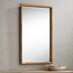 Miroir de courtoisie Uttermost Kampar en rotin et or vieilli, 58 x 91 cm