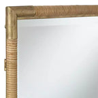 Miroir de courtoisie Uttermost Kampar en rotin et or vieilli, 58 x 91 cm