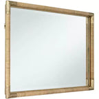 Miroir de courtoisie Uttermost Kampar en rotin et or vieilli, 58 x 91 cm