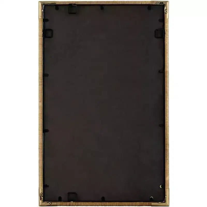 Miroir de courtoisie Uttermost Kampar en rotin et or vieilli, 58 x 91 cm