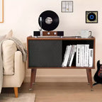 Meuble tourne-disque avec station de charge et ports USB – Peut contenir jusqu'à 300 albums, grand meuble de rangement pour disques vinyles, meuble pour platine vinyle, table d'appoint