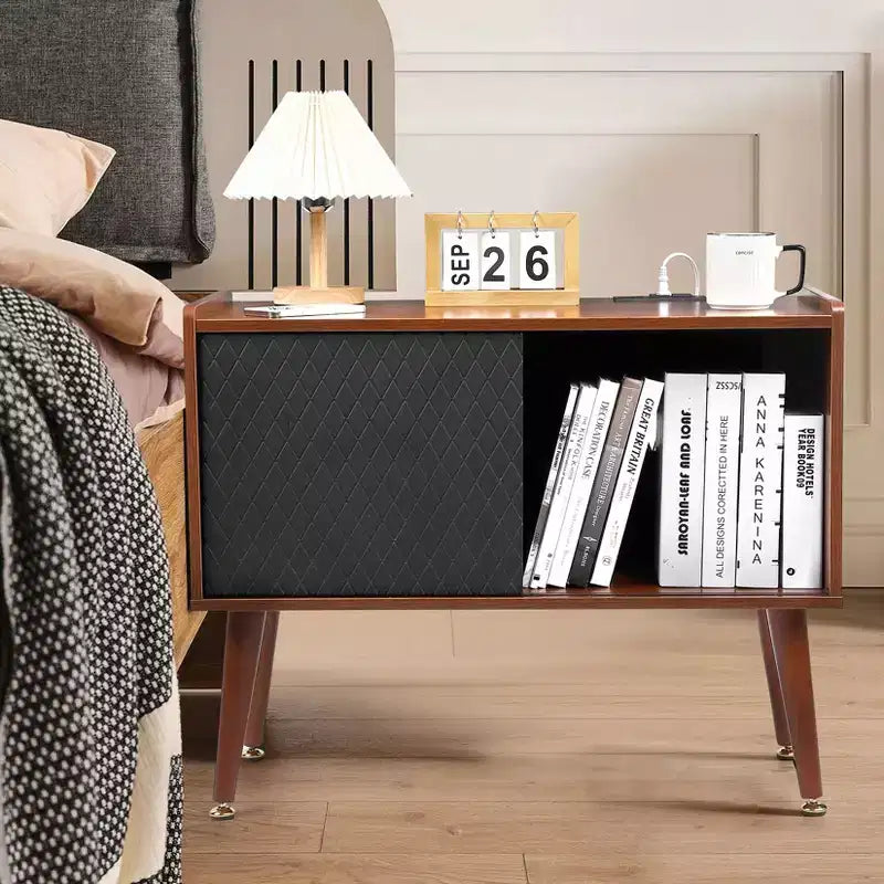 Meuble tourne-disque avec station de charge et ports USB – Peut contenir jusqu'à 300 albums, grand meuble de rangement pour disques vinyles, meuble pour platine vinyle, table d'appoint