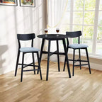 Table à manger ronde Okak, table de cuisine, table haute en bois, table de bar pour 2-4 personnes pour salle à manger, restaurant, pub, noir