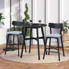 Table à manger ronde Okak, table de cuisine, table haute en bois, table de bar pour 2-4 personnes pour salle à manger, restaurant, pub, noir