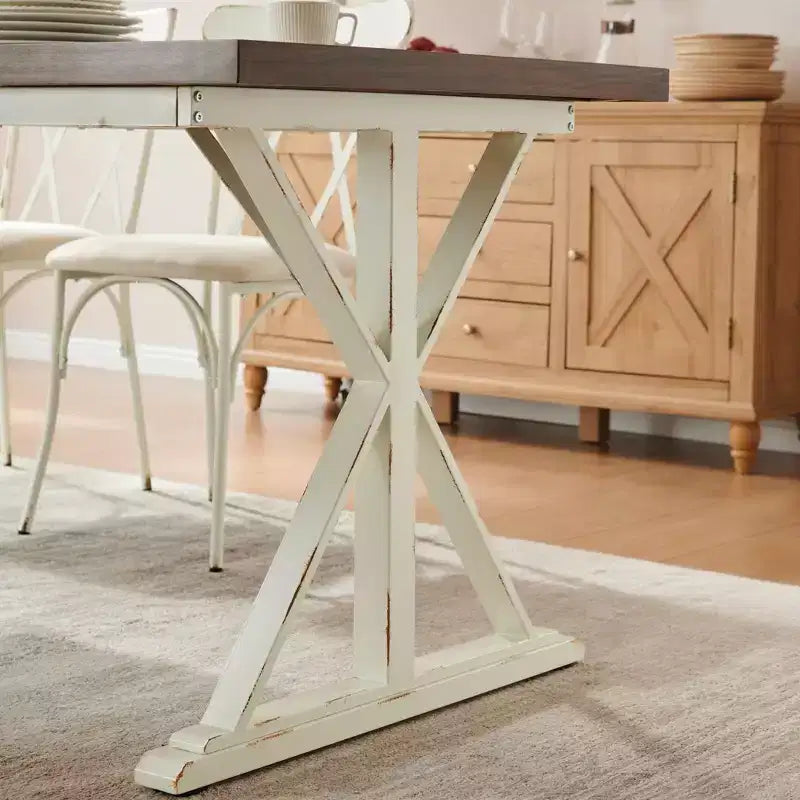 Table à manger traditionnelle 6 personnes Probe Hues avec pieds en métal