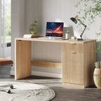 Bureau de direction de 60 pouces avec rangement, tiroir et armoire, bureau d'ordinateur moderne pour bureau à domicile, table d'écriture ou de conférence, chêne naturel