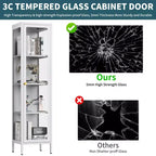 Bekrvio 63H Vitrine en Verre à 3 Côtés avec Étagères Réglables, Meuble de Rangement à 4 Niveaux pour Objets de Collection, Idéal pour les Petits Espaces