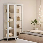 Bekrvio 63H Vitrine en Verre à 3 Côtés avec Étagères Réglables, Meuble de Rangement à 4 Niveaux pour Objets de Collection, Idéal pour les Petits Espaces